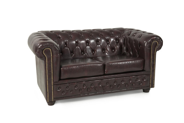 Divano design 2 posti Chesterfield in pelle / tessuto nuovo