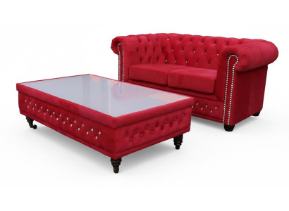 Tavolino in vetro design Chesterfield divano imbottito tavolo da caffè tavoli ausiliari