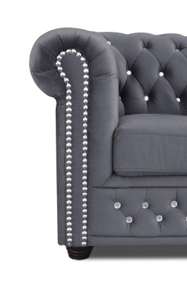 Chesterfield Tessuto Divano Imbottito 2 posti Divani Neri Bicchieri Due posti Nuovo