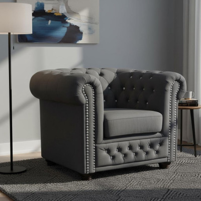 Divano Chesterfield Poltrona Divano TV 1 Posto Tessuto Tessuto Imbottito Nuovo