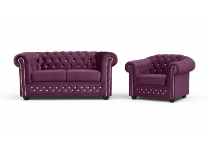 Chesterfield Set divano 2+1 posti in stile sofà nuovo