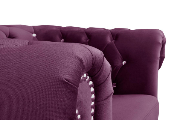Chesterfield Tessuto Divano Imbottito 2 Posti Divani in Tessuto Viola Due Posti