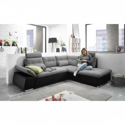 Divano ad angolo a forma di L Design divano moderno in pelle tessuto con funzione letto.