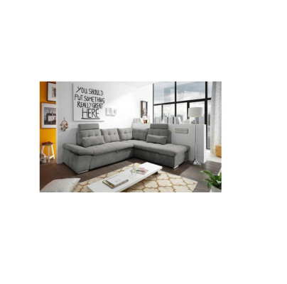 Divano d'angolo design a L con funzione letto, imbottito, tessile.