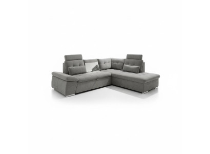 Divano d'angolo design a L con funzione letto, imbottito, tessile.