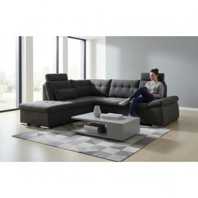 Divano angolare a L Design divano moderno imbottito tessuto con funzione letto in stoffa.