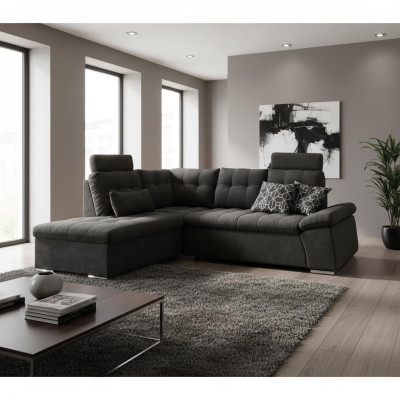 Divano angolare a L Design divano moderno imbottito tessuto con funzione letto in stoffa.