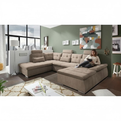 Funzione letto divano a forma di L design divano imbottito tessuto moderno