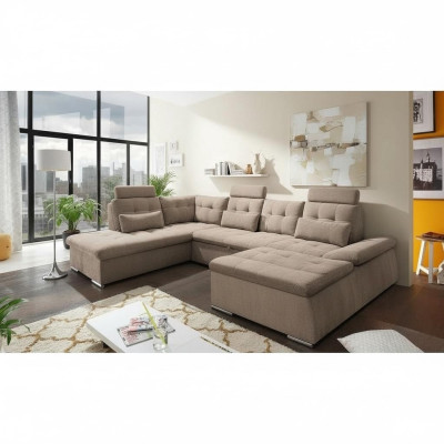 Funzione letto divano a forma di L design divano imbottito tessuto moderno