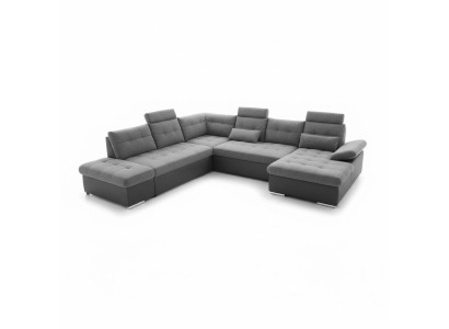 Design divano ad angolo in tessuto a L con funzione letto, divano e cuscini moderni
