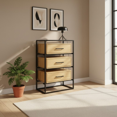 Mobile comò loft di design, credenza, armadio, scaffale soggiorno lusso in metallo.