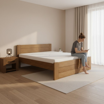 Letto in legno Vero legno Letto Letti Hotel 200x200 Stile Mobili massicci Camera da letto