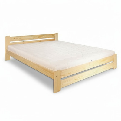 Letto matrimoniale in legno massiccio 200x200 in pino massiccio, letto in legno vero nuovo.