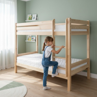 Letto a castello con soppalco per bambini in legno di pino camera da letto per bambini mobili in legno massiccio nuovo.