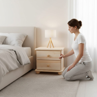 Mobiletto da notte in legno massiccio con comodino e consolle per la camera da letto, realizzato a mano.