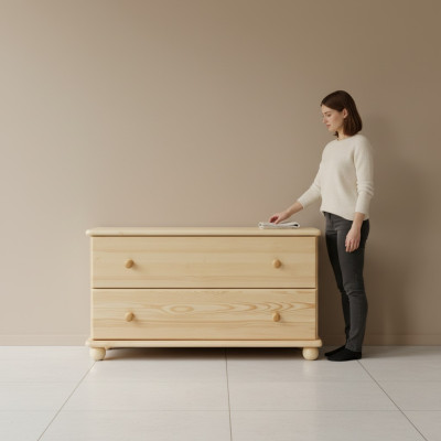 Comò Design Mobile basso Credenza Armadio Legno massello Comodini madia