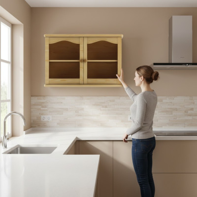 Armadio da parete Armadio da cucina Mobili in legno massello Mobili in legno Mobili fatti a mano Credenza