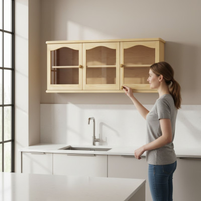Armadio pensile mobile sospeso cucina bagno legno massiccio mobili in legno vero vetrina.