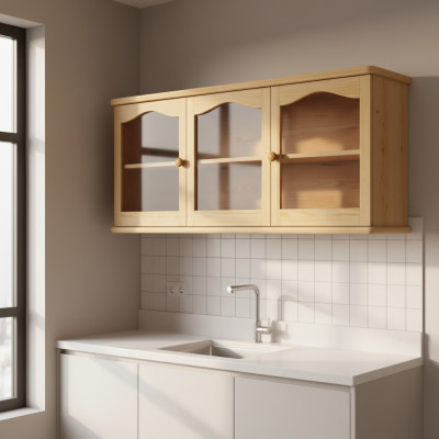 Armadio pensile mobile sospeso cucina bagno legno massiccio mobili in legno vero vetrina.