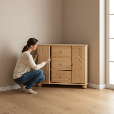 Comò comò ad angolo angolo comodi armadio di legno massello legno lavorato a mano