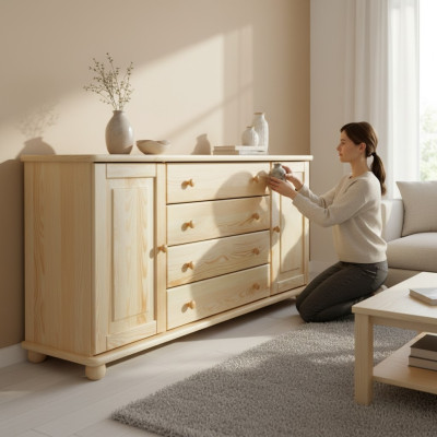 Apparecchio massiccio credenza credenza mobile mobili comò legno massello lowboard nuovo