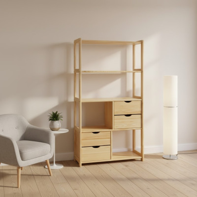 Etagere parete in legno massiccio Libreria Scaffale Soggiorno Soggiorno Parete Mensole Armadio Nuovo