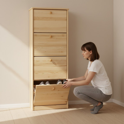 Armadio per scarpe, cassettiera in legno massello, mobiletto per scarpe, scaffale.