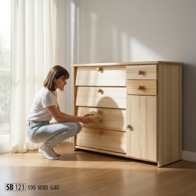 Contenitore per scarpe in legno massiccio scarpiera artigianale con cassetti.