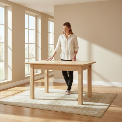 Tavolo in legno tavoli soggiorno sala da pranzo tavolo 120/170x80cm legno massiccio tavoli da pranzo