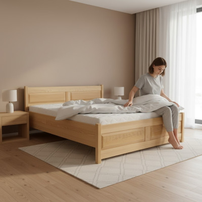Letto in legno massiccio Camera da letto Letti 100x200 cm Letto singolo Mobili massicci