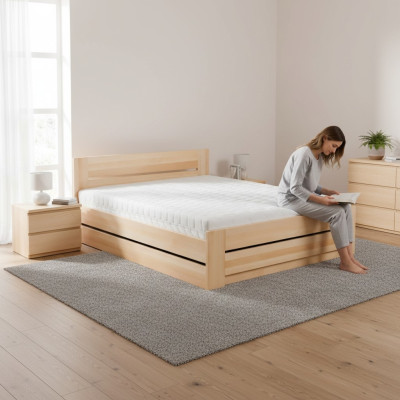 Letto matrimoniale in legno massiccio 180x200cm, letto matrimoniale, letto matrimoniale, arredamento per la camera da letto, nuovo.