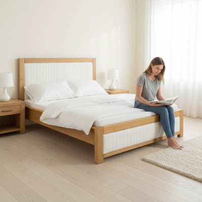 Letto in legno massello Letto matrimoniale Letto imbottito fatto a mano Letto in legno massello Nuovo