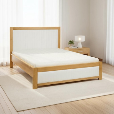 Letto in legno massello Letto matrimoniale Letto imbottito fatto a mano Letto in legno massello Nuovo