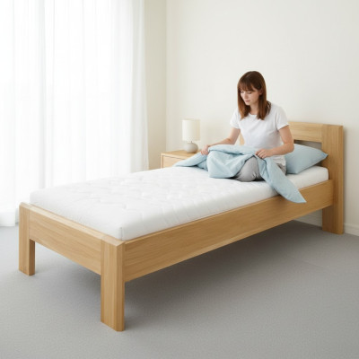 Letto in legno vero Letto matrimoniale in legno vero 100x200 cm Nuovo Letto in legno vero Letto imbottito