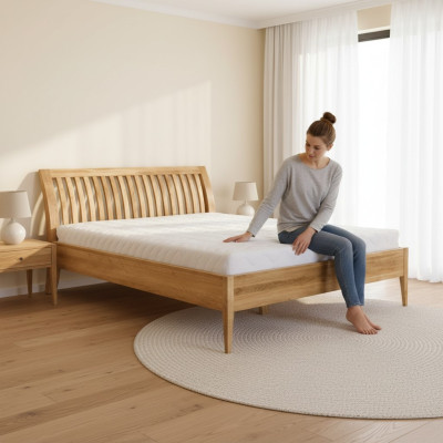 Letto in legno Letto Matrimoniale in vera legno Camera da letto Hotel Letti 180x200cm Rovere Nuovo