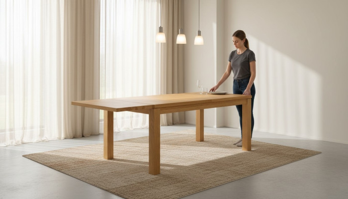 Tavolo da pranzo massiccio in vero legno di quercia massiccia 180x90 cm Realizzato in UE
