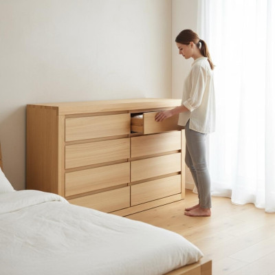 Cassettiera XXL in vero legno, credenza in rovere massiccio, nuova.