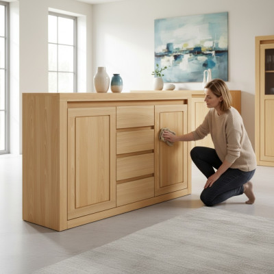 Mobile buffet in massello rovere vero cassettone cassetti in legno massello 140x90cm armadietto cassetti.