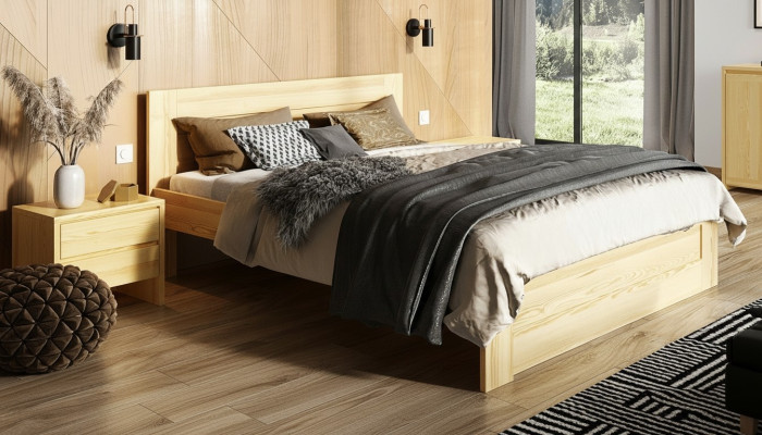 Camera da letto 3 pezzi. Set Letto in legno vero con 2 comodini 180x200cm in legno massiccio.