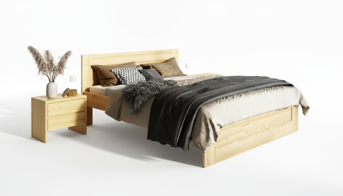 Camera da letto 3 pezzi. Set Letto in legno vero con 2 comodini 180x200cm in legno massiccio.