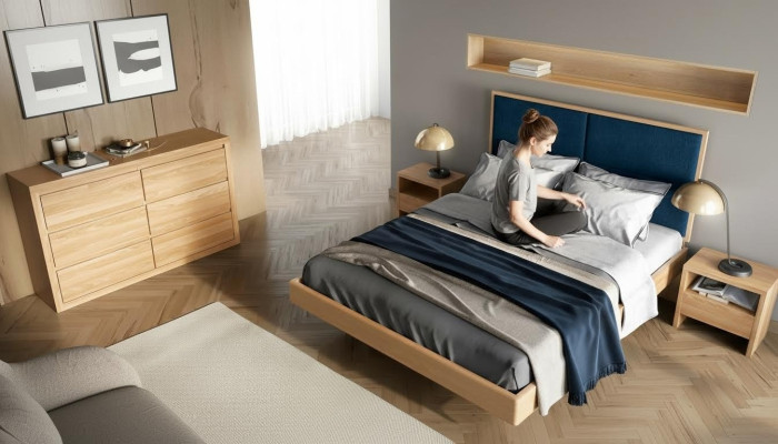 Camera da letto Mobili set da 3 pezzi. Letto in legno massiccio comodini 2x letti in legno massiccio.