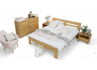 Camera da letto Set di mobili letto in legno massiccio Comodini 2x Letti in legno massiccio 3 pezzi.