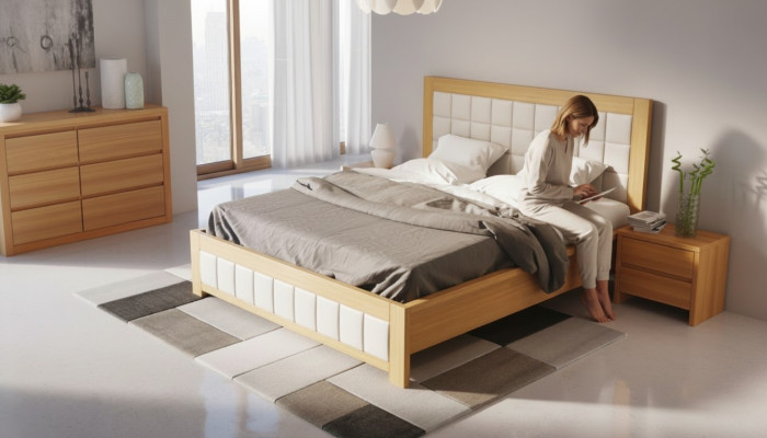 Letti in legno massiccio Letto matrimoniale in legno Fatto a mano Letto in vero legno Nuovo