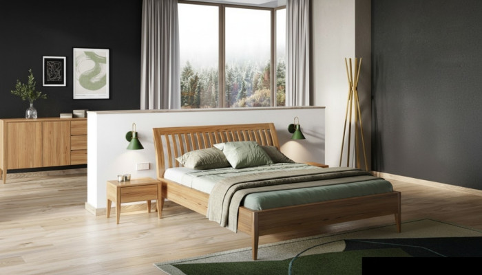 Letto classico in stile barocco a due piazze in legno per hotel 180x200cm. Nuova camera da letto.