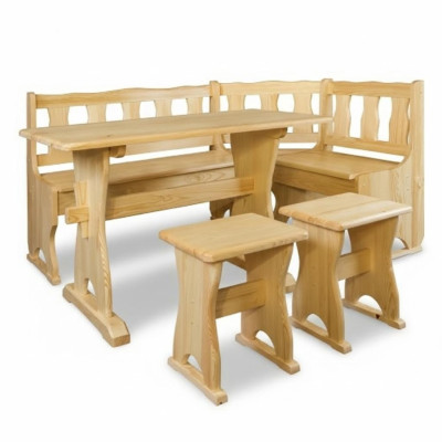 Panca d'angolo in legno massiccio per la zona pranzo cucina, panca d'angolo in legno massiccio, angolo pranzo, arredamento, mobili in vero legno.