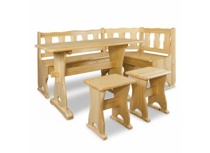 Panca d'angolo in legno massiccio per la zona pranzo cucina, panca d'angolo in legno massiccio, angolo pranzo, arredamento, mobili in vero legno.