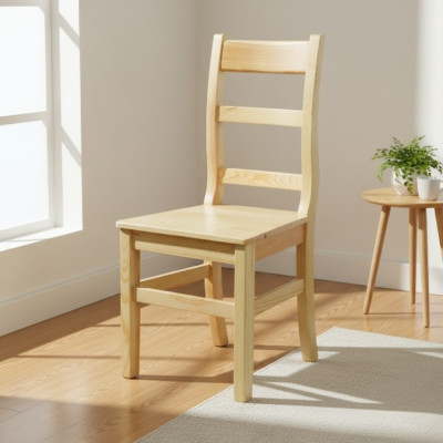 Sedia in legno per sala da pranzo, cucina, fatta a mano in legno massello di pino.