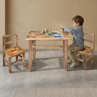 Set tavolo per bambini, 3 pezzi, tavolo con 2 sedie, arredamento per bambini, per la cameretta dei bambini