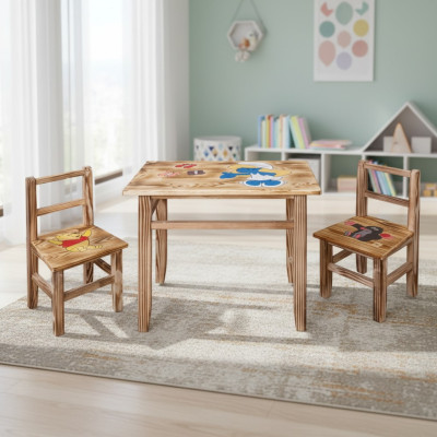 Set tavolo per bambini, 3 pezzi, tavolo con 2 sedie, arredamento per bambini, per la cameretta dei bambini