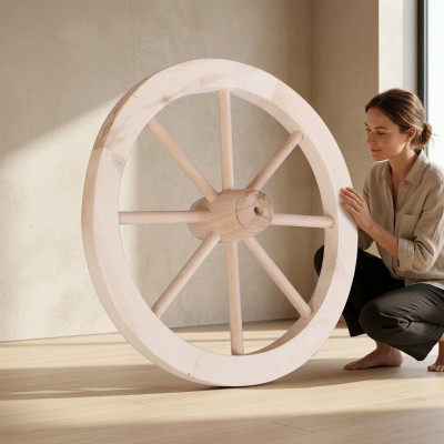 Dekorad Ruota in legno Ø 30 cm Ruota a raggi Ruota da carro Decorazione da giardino Decorazione per negozi Legno massiccio
